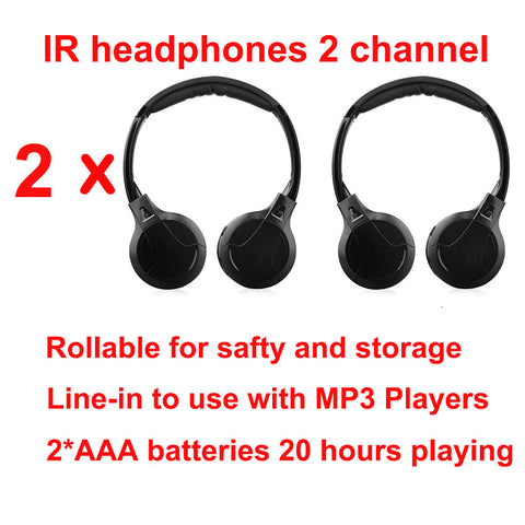 Free shipping 2pcs Infrared Stereo Wireless Headphones