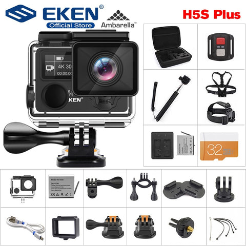 H5S Plus Action Camera HD 4K 30fps EIS with Ambarella A12 chip inside 30m waterproof 2.0' touch Screen